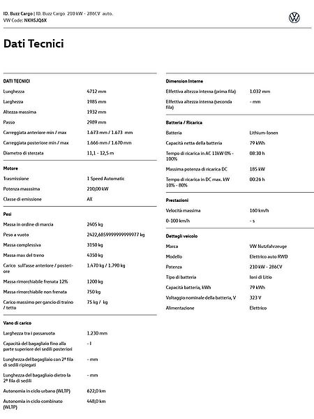 Volkswagen ID. Buzz Cargo 210 kw - 286 CV Auto
